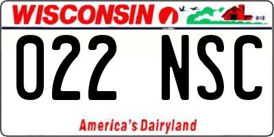 WI license plate 022NSC