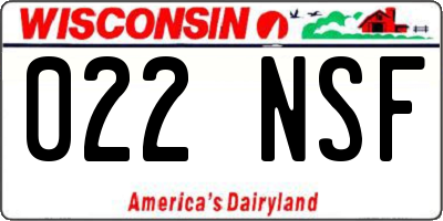 WI license plate 022NSF