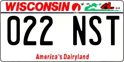 WI license plate 022NST