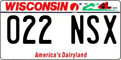 WI license plate 022NSX