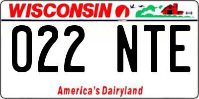WI license plate 022NTE