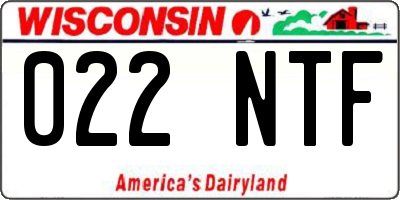 WI license plate 022NTF