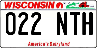 WI license plate 022NTH