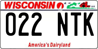 WI license plate 022NTK
