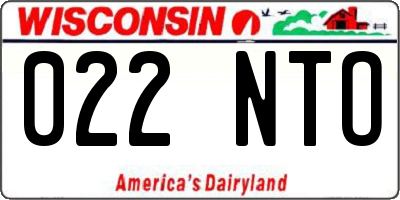 WI license plate 022NTO