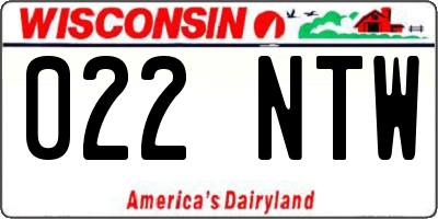 WI license plate 022NTW