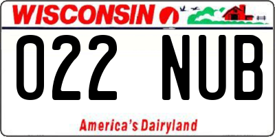 WI license plate 022NUB