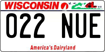 WI license plate 022NUE