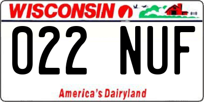 WI license plate 022NUF