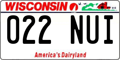 WI license plate 022NUI