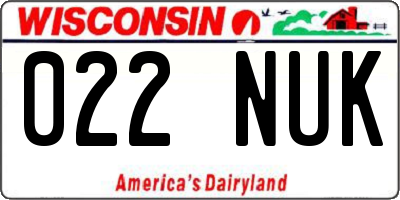 WI license plate 022NUK