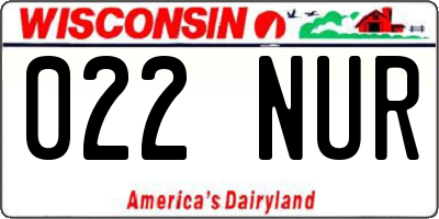 WI license plate 022NUR