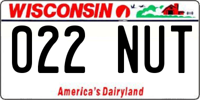 WI license plate 022NUT