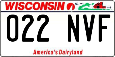 WI license plate 022NVF