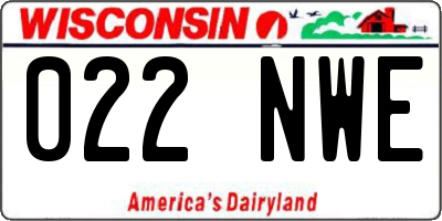 WI license plate 022NWE