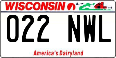 WI license plate 022NWL