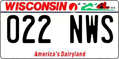 WI license plate 022NWS