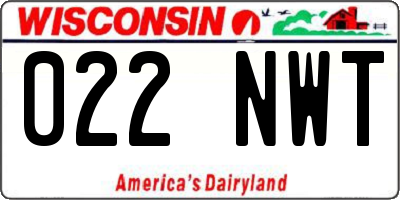 WI license plate 022NWT