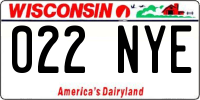 WI license plate 022NYE