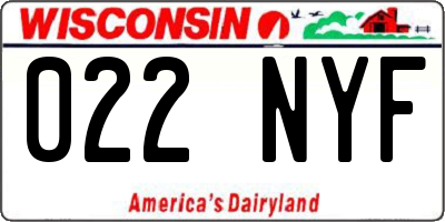 WI license plate 022NYF