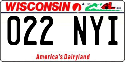 WI license plate 022NYI