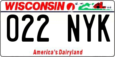 WI license plate 022NYK