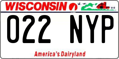 WI license plate 022NYP