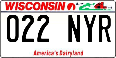WI license plate 022NYR
