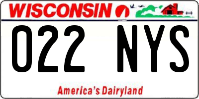 WI license plate 022NYS