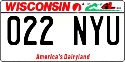 WI license plate 022NYU