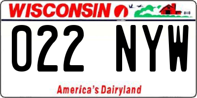 WI license plate 022NYW