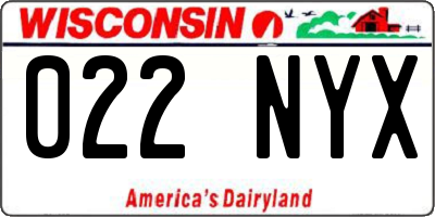 WI license plate 022NYX