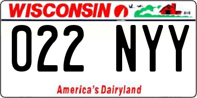 WI license plate 022NYY