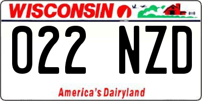 WI license plate 022NZD