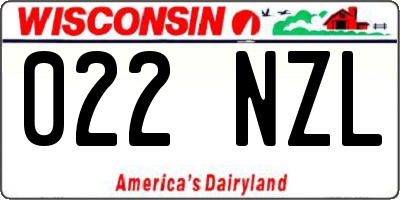 WI license plate 022NZL