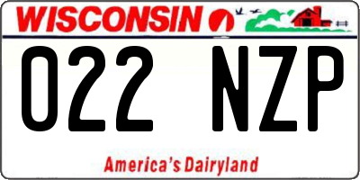 WI license plate 022NZP