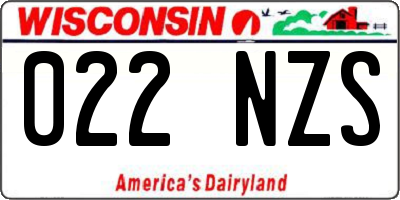 WI license plate 022NZS