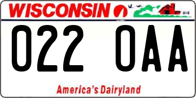 WI license plate 022OAA