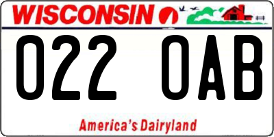 WI license plate 022OAB