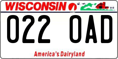 WI license plate 022OAD