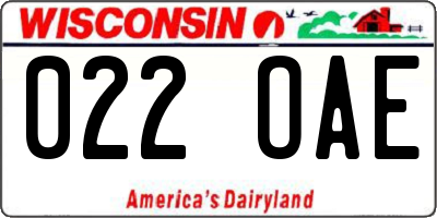 WI license plate 022OAE