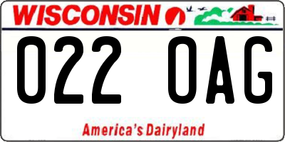 WI license plate 022OAG