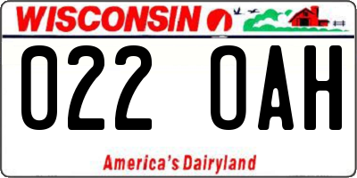 WI license plate 022OAH