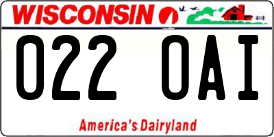 WI license plate 022OAI