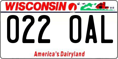WI license plate 022OAL