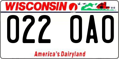 WI license plate 022OAO
