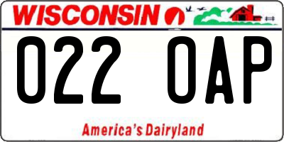 WI license plate 022OAP