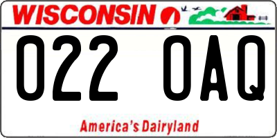WI license plate 022OAQ