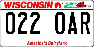 WI license plate 022OAR