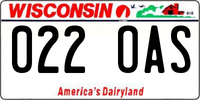 WI license plate 022OAS
